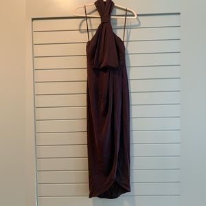 Shona Joy Core Knot Draped Dress Aubergine Sz US 4